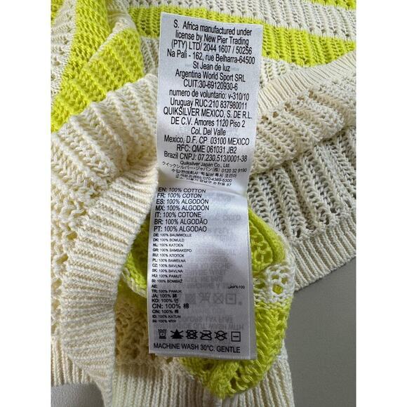 Roxy Juniors Rocky Point Stripe Crew Neck Open Knit Sunshine Layering Sweater XL - Picture 14 of 15